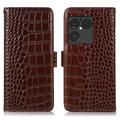 Custodia in Pelle a Portafoglio Serie Crocodile con RFID per Sony Xperia 1 VIII - Marrone