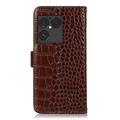 Custodia in Pelle a Portafoglio Serie Crocodile con RFID per Sony Xperia 1 VIII