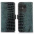 Custodia in Pelle a Portafoglio Serie Crocodile con RFID per Sony Xperia 1 VIII - Verde