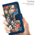 Sony Xperia 1 VIII Custodia a portafoglio floreale con slot per carte - Blu scuro