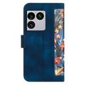 Sony Xperia 1 VIII Custodia a portafoglio floreale con slot per carte - Blu scuro