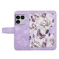 Sony Xperia 1 VIII Custodia a portafoglio floreale con slot per carte - Viola chiaro