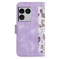 Sony Xperia 1 VIII Custodia a portafoglio floreale con slot per carte - Viola chiaro