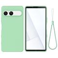 Custodia in silicone liquido con cinghia a mano per Sony Xperia 10 VII - Verde