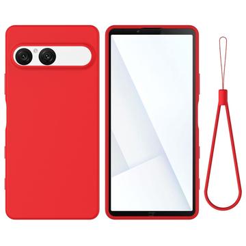 Custodia in silicone liquido con cinghia a mano per Sony Xperia 10 VII - Rossa