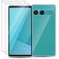 Custodia in TPU per Sony Xperia 10 VIII con 2x protezioni per lo schermo in vetro temperato - Trasparente