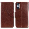 Custodia a portafoglio per Sony Xperia 5 V serie elegante - marrone