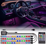 Striscia luminosa al neon per auto ad attivazione sonora - 4 pezzi, 36 LED