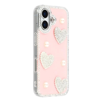Custodia ibrida iPhone 17 Amore scintillante e perla - Rosa