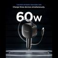Caricabatteria da auto Spigen EV603BT Essential da 60W con cavo USB-C retrattile, porte USB-C/USB-A - Nero