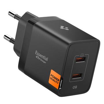 Spigen Essential EE472EU Caricatore da parete rapido doppio USB-C 47W - Nero