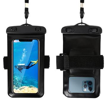 Custodia impermeabile per lo sport con fascia da braccio e cinturino - 6.5" - Nera