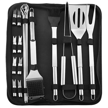 Stainless Steel Barbecue Tool Set with Portable Bag - 20 Pcs.