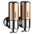Dispenser per shampoo/sapone a doppia testa in acciaio inox - 2x500ml - Oro