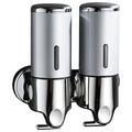 Dispenser per shampoo/sapone a doppia testa in acciaio inox - 2x500ml - Argento