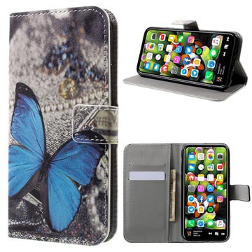 Custodia a Portafoglio Style per iPhone X / iPhone XS - Farfalla Blu