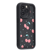 Custodia elegante in TPU antiurto per iPhone 12 Pro con bordi rialzati - Nera / Ciliegie
