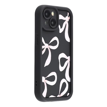 Custodia antiurto in TPU per iPhone 15 con bordi rialzati - Nera / Grande fiocco