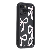 Custodia antiurto in TPU per iPhone 15 Plus con bordi rialzati - Nera / Grande fiocco