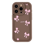Custodia elegante in TPU antiurto per iPhone 15 Pro con bordi rialzati - Marrone / Arco