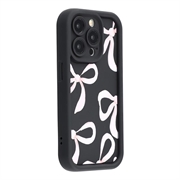 Custodia antiurto in TPU per iPhone 15 Pro Max con bordi rialzati - Nera / Grande fiocco