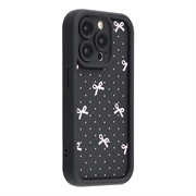 Custodia antiurto in TPU per iPhone 15 Pro Max con bordi rialzati - Nero / Fiocco a pois
