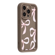 Custodia elegante in TPU antiurto per iPhone 15 Pro Max con bordi rialzati - Marrone / Grande fiocco