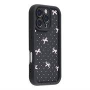 Custodia antiurto in TPU per iPhone 16 Pro con bordi rialzati - Nero / Fiocco a pois