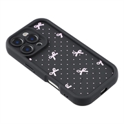 Custodia antiurto in TPU per iPhone 16 Pro con bordi rialzati - Nero / Fiocco a pois