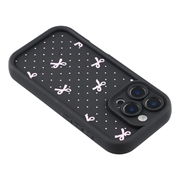 Custodia antiurto in TPU per iPhone 16 Pro con bordi rialzati - Nero / Fiocco a pois