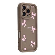 Custodia elegante in TPU antiurto per iPhone 16 Pro con bordi rialzati - Marrone / Arco