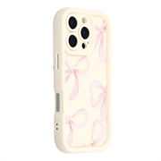 Custodia antiurto in TPU per iPhone 16 Pro con bordi rialzati - Bianca / Grande fiocco