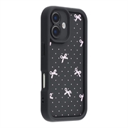 Custodia antiurto in TPU per iPhone 17 con bordi rialzati - Nero / Fiocco a pois