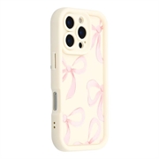 Custodia antiurto in TPU per iPhone 16 Pro Max con bordi rialzati - Bianca / Grande fiocco