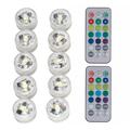 Luci LED RGB sommergibili con 2 telecomandi - 10 pezzi.