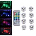 Luci LED RGB sommergibili con 2 telecomandi - 10 pezzi.