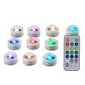 Luci LED RGB sommergibili con 2 telecomandi - 10 pezzi.
