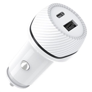 Caricabatteria da auto T05 USB-A/USB-C con localizzatore anti-smarrimento per Android - Bianco