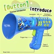 T9 Corno magico - Giocattolo megafono con cambiavoce per bambini - Dinosaurio - Blu