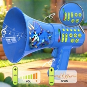 T9 Corno magico - Giocattolo megafono con cambiavoce per bambini - Dinosaurio - Blu