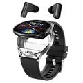 Orologio intelligente T97 2-in-1 con auricolari TWS integrati - argento