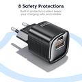 TOOCKI TC2220A2 Mini caricatore da muro GaN da 20W - USB-C/USB-A - Nero