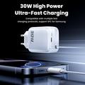 TOOCKI TC55302 Caricabatterie GaN da 30W con cavo USB-C retrattile - Bianco