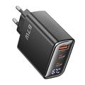 TOOCKI TCT67-22 Caricabatterie da muro GaN da 67W con display digitale - USB-C/USB-A - Nero