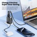 TOOCKI TCT67-22 Caricabatterie da muro GaN da 67W con display digitale - USB-C/USB-A - Nero