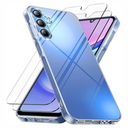 Custodia in TPU per Samsung Galaxy A17/A26 con 2x protezioni per lo schermo in vetro temperato - Trasparente