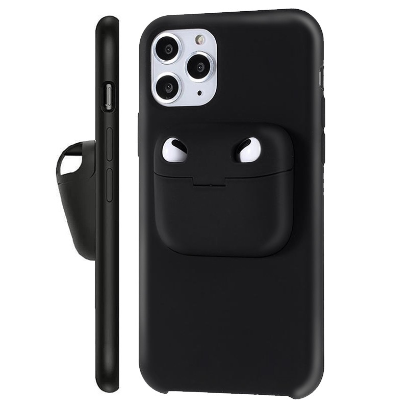 iPhone 11 Pro TPU Case w/ AirPods Pro Holder - Black