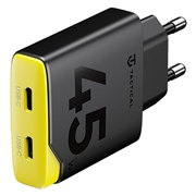 Caricabatterie rapido Tactical Minimi 45W CC GaN - 2 porte USB-C - Nero / Giallo