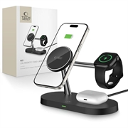 Tech-Protect A12 3-in-1 MagSafe Wireless Charger 15W con lampada LED integrata - Nero