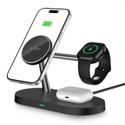 Tech-Protect A12 3-in-1 MagSafe Wireless Charger 15W con lampada LED integrata - Nero